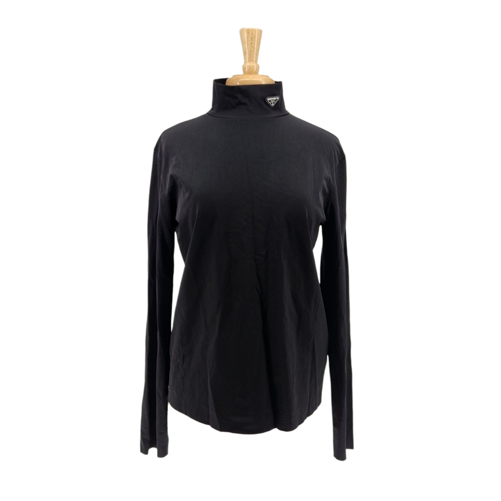 Prada Ladies Black Polyamide Blend Turtleneck Top Size XL
